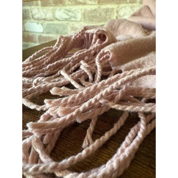 Jessica McClintock Faux Pearl-Embellished Pink Scarf With Fringe - Picture 4 of 11